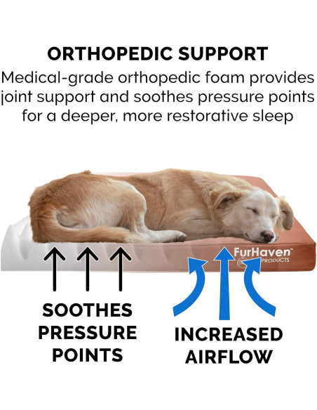 Cama Ortopédica Impermeable Furhaven Mediana 76x51cm Castaño