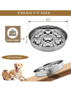 Cuenco de Alimentación Lenta para Perros DEWVIE Acero Inoxidable 23.4cm 2