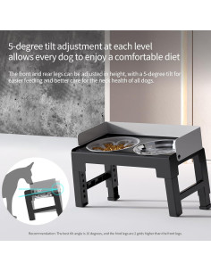 Soporte Elevado para Perros PAKEWAY con 2 Tazones Ajustable 2
