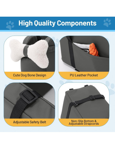 Asiento Elevador para Perros BUMUBI Gris 4.9kg Consola Central