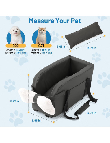 Asiento Elevador para Perros BUMUBI Gris 4.9kg Consola Central