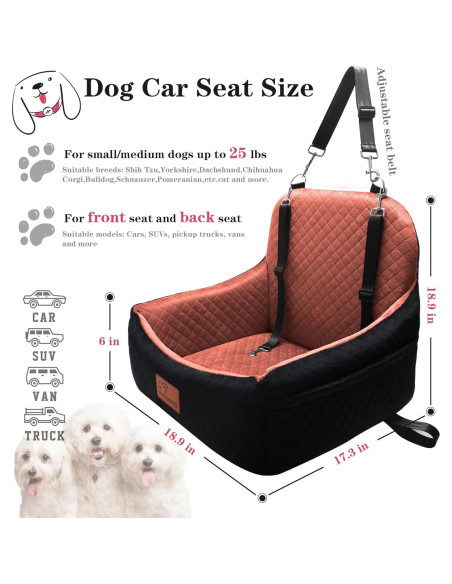 Asiento de perro para coche VERGODPRO 48cm, seguro y cómodo