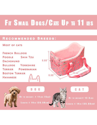 Asiento para perro Cullaby para consola central compacto Rosa