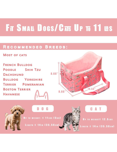 Asiento para perro Cullaby para consola central compacto Rosa