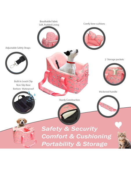 Asiento para perro Cullaby para consola central compacto Rosa