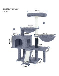 Árbol para Gatos Ikviier 100cm con Hamaca y Rascadores 2