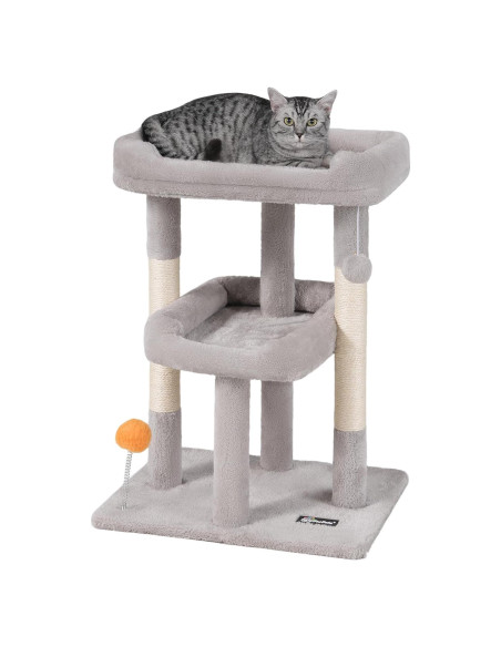 Árbol para Gatos FourFurPets 70cm Gris Claro con Rascador