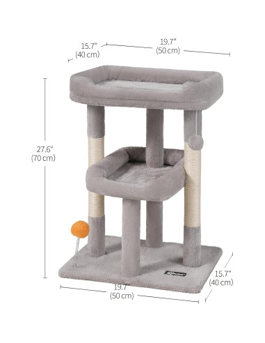 Árbol para Gatos FourFurPets 70cm Gris Claro con Rascador
