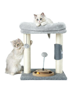 Árbol para Gatos PAWSFANS Gris con Rascador y Juguete