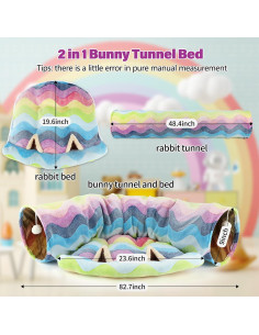 Cama Túnel BWOGUE Arcoíris 2 en 1 para Gatos y Conejos 2