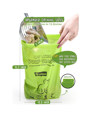 Bolsas de Arena para Gatos PETOCAT 100% Biodegradables 100 Unidades