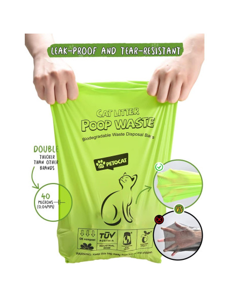 Bolsas de Arena para Gatos PETOCAT 100% Biodegradables 100 Unidades