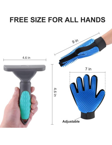 Kit de Aseo para Mascotas Huihe - Cepillo y Guante Doble Cara