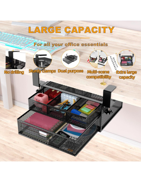 Organizador de Cajones Bajo el Escritorio SRJZMLY 2 Cajones 7.24 kg Organizador de Cajones Bajo el Escritorio SRJZMLY 2 Cajones 7.24 kg