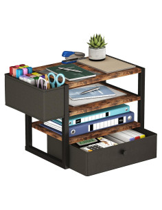 Organizador de Escritorio Homeiju KJA1074BR 4 Niveles Madera Vintage