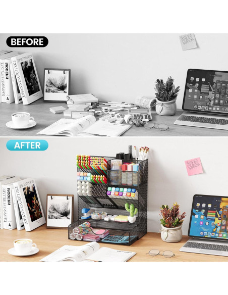 Organizador de Escritorio OPNICE con Cajón y Soporte para Plumas