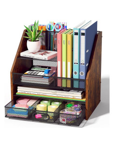 Organizador de Escritorio Homsorout de Madera y Metal 4 Niveles