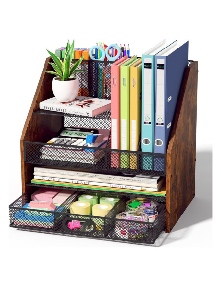 Organizador de Escritorio Homsorout de Madera y Metal 4 Niveles