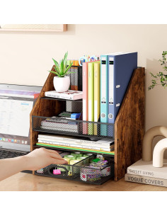 Organizador de Escritorio Homsorout de Madera y Metal 4 Niveles 2