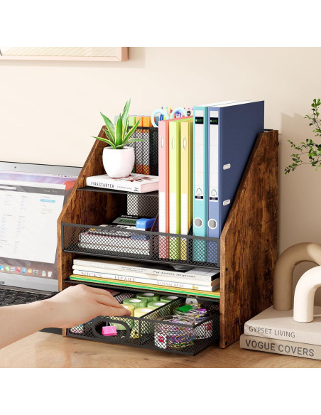 Organizador de Escritorio Homsorout de Madera y Metal 4 Niveles