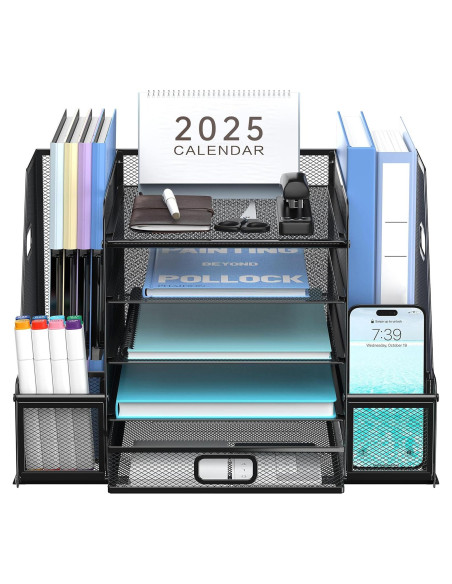 Organizador de Escritorio SUPEASY 5 Niveles con Cajón Negro Organizador de Escritorio SUPEASY 5 Niveles con Cajón Negro