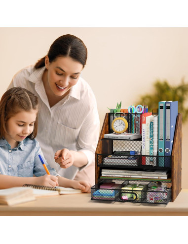 Organizador de Escritorio Homsorout de Madera y Metal 4 Niveles