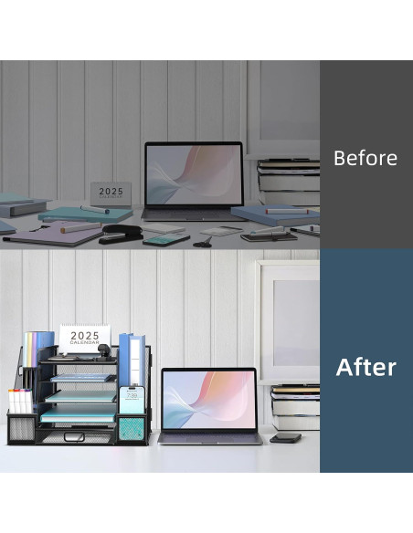 Organizador de Escritorio SUPEASY 5 Niveles con Cajón Negro Organizador de Escritorio SUPEASY 5 Niveles con Cajón Negro