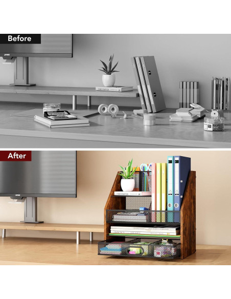 Organizador de Escritorio Homsorout de Madera y Metal 4 Niveles
