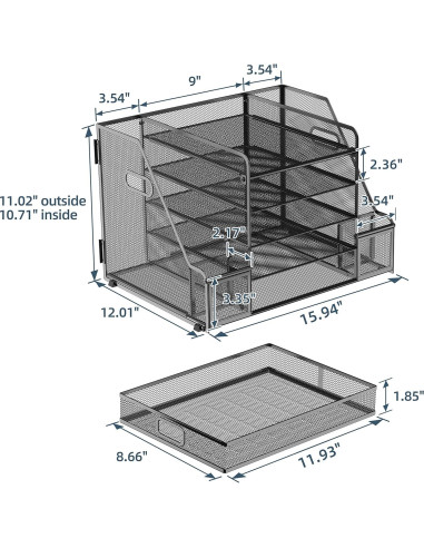 Organizador de Escritorio SUPEASY 5 Niveles con Cajón Negro