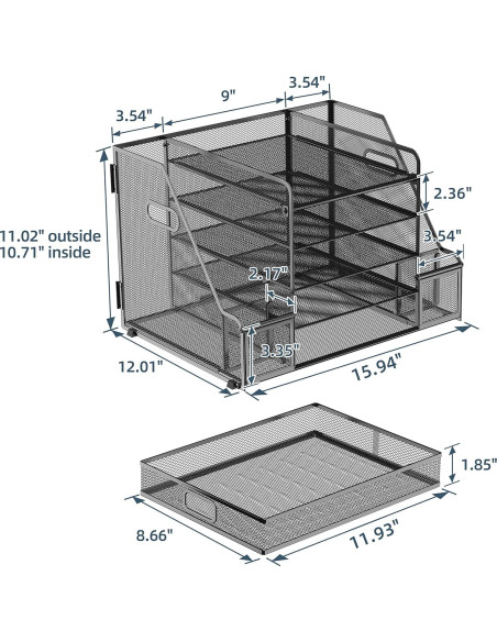 Organizador de Escritorio SUPEASY 5 Niveles con Cajón Negro Organizador de Escritorio SUPEASY 5 Niveles con Cajón Negro