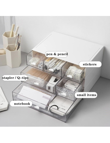 Organizador de Escritorio Pequeño 3 Niveles Lyellfe Transparente