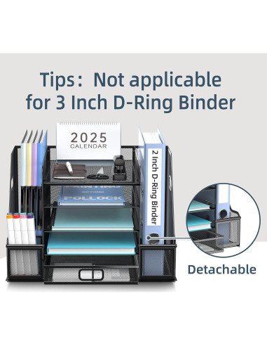 Organizador de Escritorio SUPEASY 5 Niveles con Cajón Negro