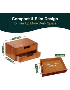 Organizador de Escritorio Woodaholic con 2 Cajones de Madera 2