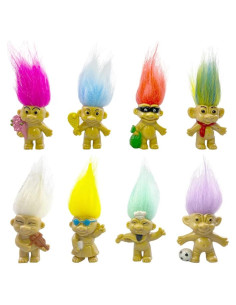8 Muñecas Troll Vintage PVC 80s Coloridas para Colección