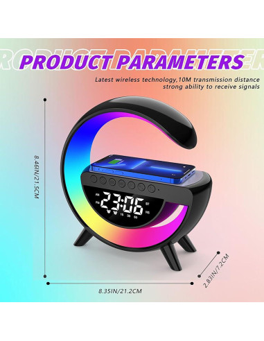 Lámpara de Mesa LED Inalámbrica con Cargador y Altavoz Bluetooth