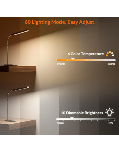 Lámpara de Escritorio LED LEPOWER-TEC 12W Plata 60 Modos 2