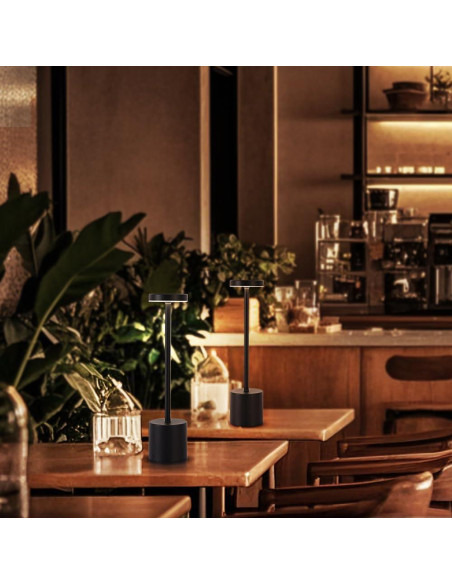 Juego de Lámparas de Mesa Inalámbricas XIH 2 Piezas Negro LED