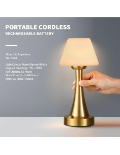 Lámpara de Mesa LED Recargable USB URLIGHTS YD03 30cm Latón Antiguo 2