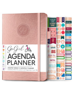 Agenda GoGirl A5 Sin Fecha Colorida para Mujeres - Oro Rosa