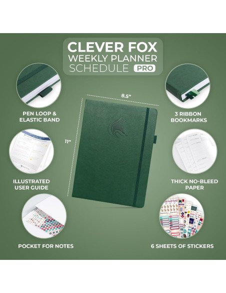 Planificador Semanal Clever Fox PRO A4 Verde Bosque