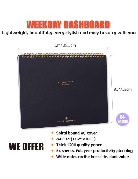 Planificador Semanal ZERONE CENTRE 54 Hojas A4 Negro