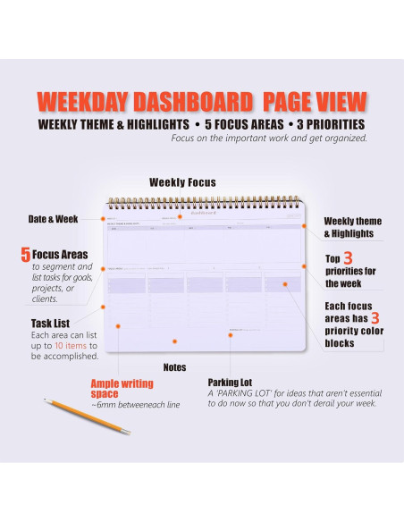 Planificador Semanal ZERONE CENTRE 54 Hojas A4 Negro