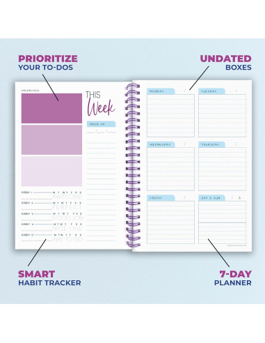 Planificador Semanal A5 Elwyn Life Púrpura - No Datado