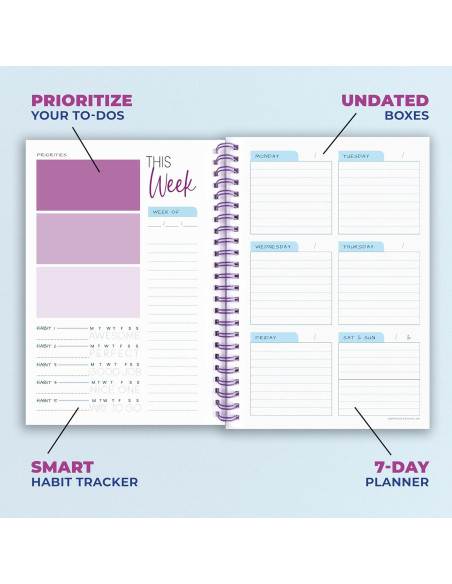 Planificador Semanal A5 Elwyn Life Púrpura - No Datado