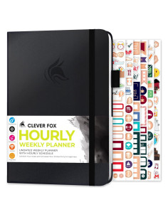 Planificador Clever Fox Schedule A5 Negro - Organizador Diario Sin Fecha