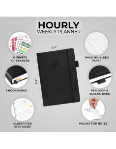 Planificador Clever Fox Schedule A5 Negro - Organizador Diario Sin Fecha 2