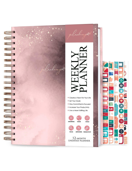 Planificador Semanal Grande PLANBERRY Oro Rosa 20.3x26.4 cm