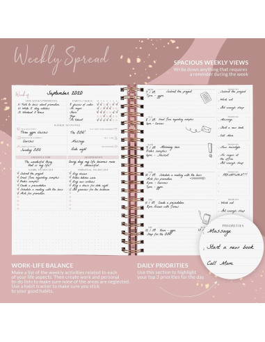 Planificador Semanal Grande PLANBERRY Oro Rosa 20.3x26.4 cm
