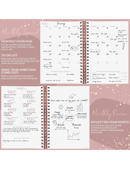 Planificador Semanal Grande PLANBERRY Oro Rosa 20.3x26.4 cm