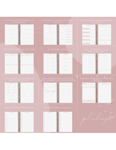 Planificador Semanal Grande PLANBERRY Oro Rosa 20.3x26.4 cm